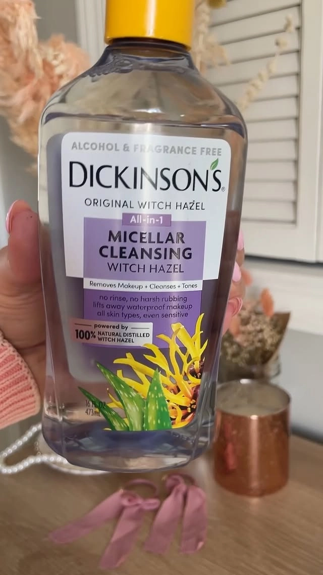 We 💜 an All-in-1 moment. Our Micellar Cleansing Witch Hazel (now widely available at Walmart 🙏) is SO much more than regular micellar water. She removes makeup, cleanses, AND tones with the highest grade witch hazel available. xoxo 
#SkincareSoulmate #Dickinsons #FacialCleanser #AffordableSkincare #skincare #SkincareRoutine #SkincareDeal #walmart #WalmartHaul #SkincareHaul
